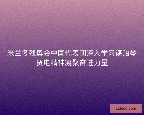 米兰冬残奥会中国代表团深入学习谌贻琴贺电精神凝聚奋进力量